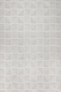 Açık Gri Modern Geometrik Salon Halısı Kare Desen