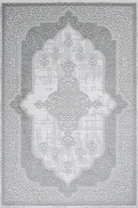 Gri Madalyon Desenli Pamuk Dijital Baskı Halı 11252