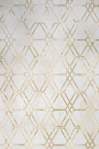 Moderner Teppich in Creme mit goldenem geometrischem Muster