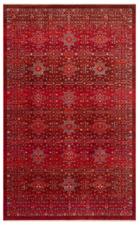 Ruvio Kırmızı Gri Geometrik Desenli Klasik Polyester Halı