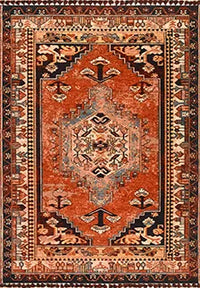 Torgin Etnik Stil Turuncu Lacivert Geometrik Kilim – arka yüz görünümü