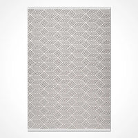 Aleru Gri Beyaz Geometrik Desenli Modern Halı – mekânda kullanım