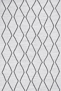 Beyaz Siyah Modern Geometrik Salon Halısı