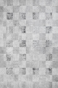 Gri Beyaz Modern Geometrik Salon Halısı Kareli
