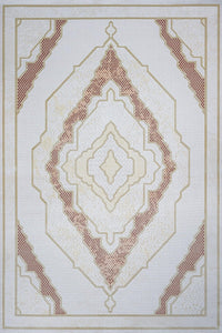Moderner geometrischer Teppich in Weiß & Braun