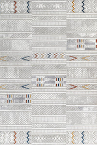 Gri Halı Kiremit Renkli Geometrik Desenli Kilim 8573