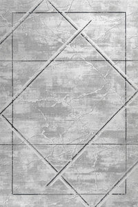 Gri Beyaz Modern Geometrik Salon Halısı Çizgili