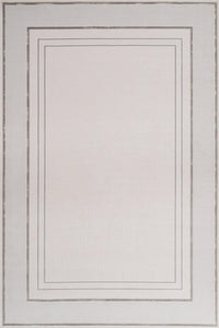 Ecru and Grey Geometric Pattern Area Rug