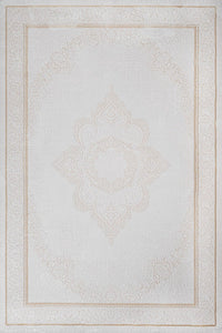 Orientteppich in Creme-Beige mit Medaillon