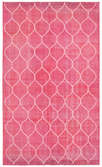 Kesle Beyaz Modern Halı Pembe Zeminli Geometrik Desenli 158x262 cm