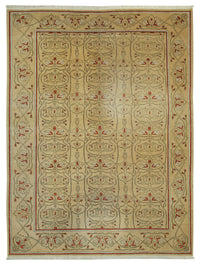 Vamave Vintage Uşak Halısı Düz Bej Zeminli Madalyon Desenli 300x400 cm