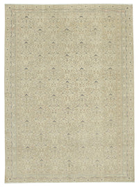 Fluva Bej Çiçek Desenli Lacivert Bordürlü El Dokuma Halı 250x347 cm
