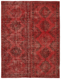 Zelko Kırmızı Gri Madalyon Desenli Eskitme El Dokuma Halı 290x377 cm