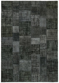Ruzim Gri Antrasit Modern Geometrik Patchwork El Dokuma Halı 250x350 cm