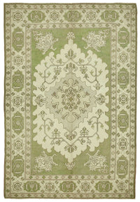 Kavale Yeşil Krem Geometrik Klasik El Dokuma Halı 224x327 cm