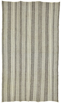Truvo Çizgili Antrasit Gri ve Ekru Modern Kilim 243x412 cm