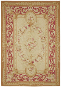 Sivemi Kırmızı Dokuma Çiçekli Vintage Aubusson Halı 300x432 cm