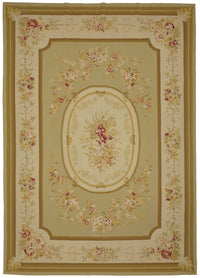 Sivemi Aubusson Bej Yeşil Çiçek Desenli El Dokuma Halı 299x422 cm 47370