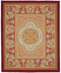 Sivemi Vintage Aubusson Kırmızı Madalyon Desenli Halı 280x350 cm 47377