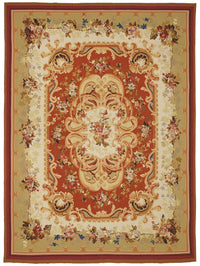 Sivemi Çiçek Desenli Kırmızı Dokuma Aubusson Halı 265x366 cm