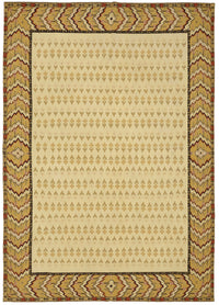 Sivemi Geometrik Desenli Etnik Bej Sarı El Dokuma Halı 267x384 cm
