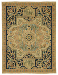 Sivemi Aubusson Bej Lacivert Kareli El Dokuma Halı 240x312 cm 47423
