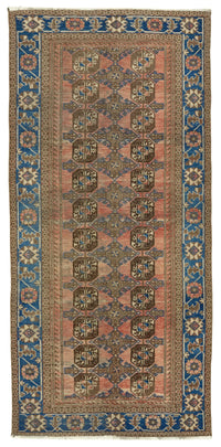 Rusvo Vintage Turuncu Geometrik Desenli El Dokuma Halı 118x252 cm
