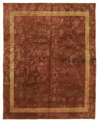 Komve Çiçek Desenli Kahverengi Bej Uşak El Dokuma Halı 244x304 cm