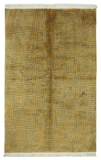 Komve Haki Bej Geometrik Desenli Modern El Dokuma Halı 168x263 cm