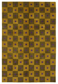 Komve Dokuma Modern Hardal Sarısı Geometrik Desenli Halı 181x275 cm