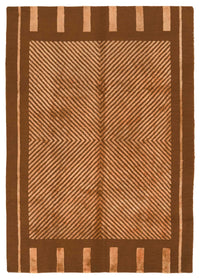 Komve Kahverengi Geometrik Desenli Yün El Dokuma Halı 187x270 cm