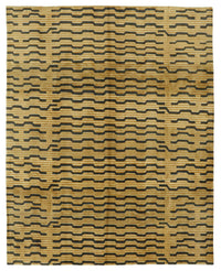 Komve Bej Antrasit Geometrik Desenli Modern El Dokuma Halı 243x302 cm