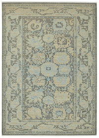 Veltos Madalyon Desenli Açık Gri ve Antrasit El Dokuma Halı 245x340 cm