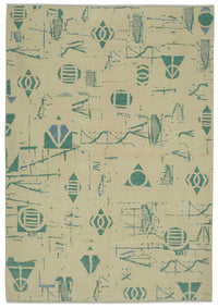 Veltos Bej Turkuaz Geometrik El Dokuma Halı 250x354 cm