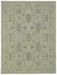 Veltos Madalyon Desenli Mavi ve Gri Düz Dokuma Halı 268x355 cm