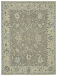 Veltos Çiçek Desenli Açık Gri ve Krem El Dokuma Halı 256x346 cm