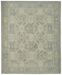 Veltos Madalyon Desenli Açık Gri Bej El Dokuma Uşak Halısı 305x376 cm