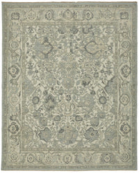 Veltos Bej Gri Çiçek Desenli Klasik Uşak El Dokuma Halı 305x375 cm