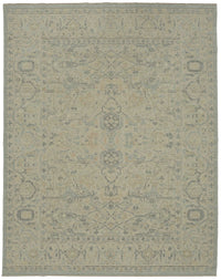 Veltos Uşak El Dokuma Açık Gri ve Mavi Madalyonlu Halı 274x345 cm