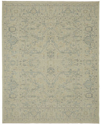 Veltos Açık Gri ve Mavi Madalyonlu Yün El Dokuma Halı 274x345 cm