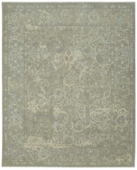 Veltos Gri Bej Çiçek Desenli Klasik El Dokuma Halı 284x352 cm