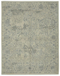Veltos Uşak Çiçek Desenli Açık Gri Bej El Dokuma Yün Halı 280x357 cm