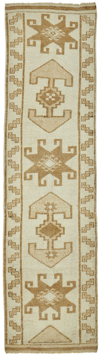 Zolvo Krem Taba Geometrik Etnik El Dokuma Yolluk 97x360 cm
