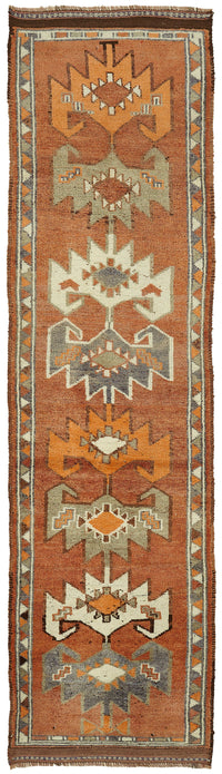Zolvo Herki El Dokuma Turuncu Bej Geometrik Yolluk 92x340 cm 48175