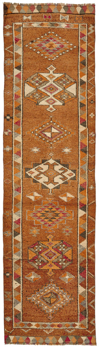 Zolvo Çok Renkli Halı Geometrik Desenli Herki El Dokuma Yolluk 95x343 cm