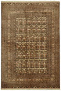 Vamave Geometrik Desenli Kahverengi Uşak El Dokuma Halı 207x302 cm