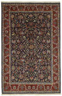 Vamave Kırmızı Dokuma Uşak Halı Lacivert ve Bej Tonlarda 207x315 cm