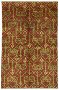 Vamave Kırmızı Geometrik Desenli Uşak El Dokuma Halı 150x232 cm