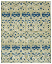 Vamave Bej Lacivert Geometrik Desenli Uşak El Dokuma Halı 240x300 cm