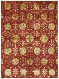 Vamave Çiçek Desenli Kırmızı Uşak El Dokuma Halı 266x360 cm 49165